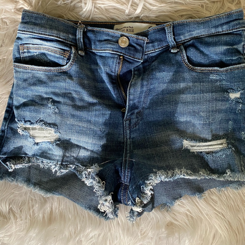 Abercrombie and Fitch high rise denim shorts